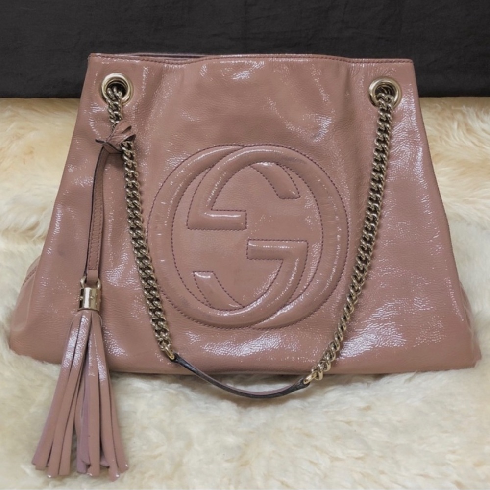 Gucci Soho Chain Bag Patent Blush Nude Beige Tan - Picture 3 of 13